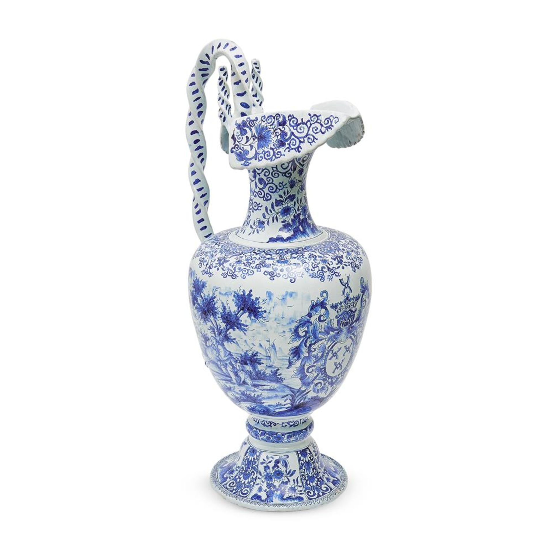 A DUTCH DELFT BLUE AND WHITE BALUSTER JUG, LATE 19TH CENTURY