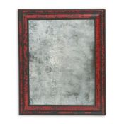 Y A FLEMISH RED TORTOISESHELL AND EBONISED RIPPLE MOULDED FRAMED MIRROR, CIRCA 1850