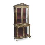 Y A NAPOLEON III NEOCLASSICAL EBONY AND BOULLE WORK DISPLAY BOOKCASE FRENCH