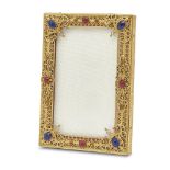 AN ART NOUVEAU GILT BRONZE AND 'JEWEL' MOUNTED PHOTOGRAPH FRAME FRENCH, EARLY 20TH CENTURY