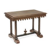 AN ITALIAN WALNUT AND CERTOSINA BONE INLAID WRITING TABLE, LATE 19TH CENTURY