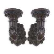 A LARGE PAIR OF BRONZED WALL MOUNTED TORCHERES, EARLY 20TH CENTURY