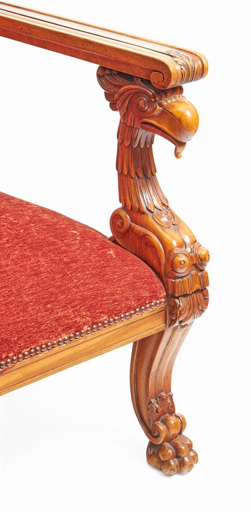 A PAIR OF MAHOGANY AND PIERRE FRAY VELOUR UPHOLSTERED ARMCHAIRS, MID 19TH CENTURY - Image 2 of 2