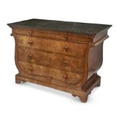 A BALTIC LYRE SHAPED FOUR DRAWER COMMODE, CIRCA 1830