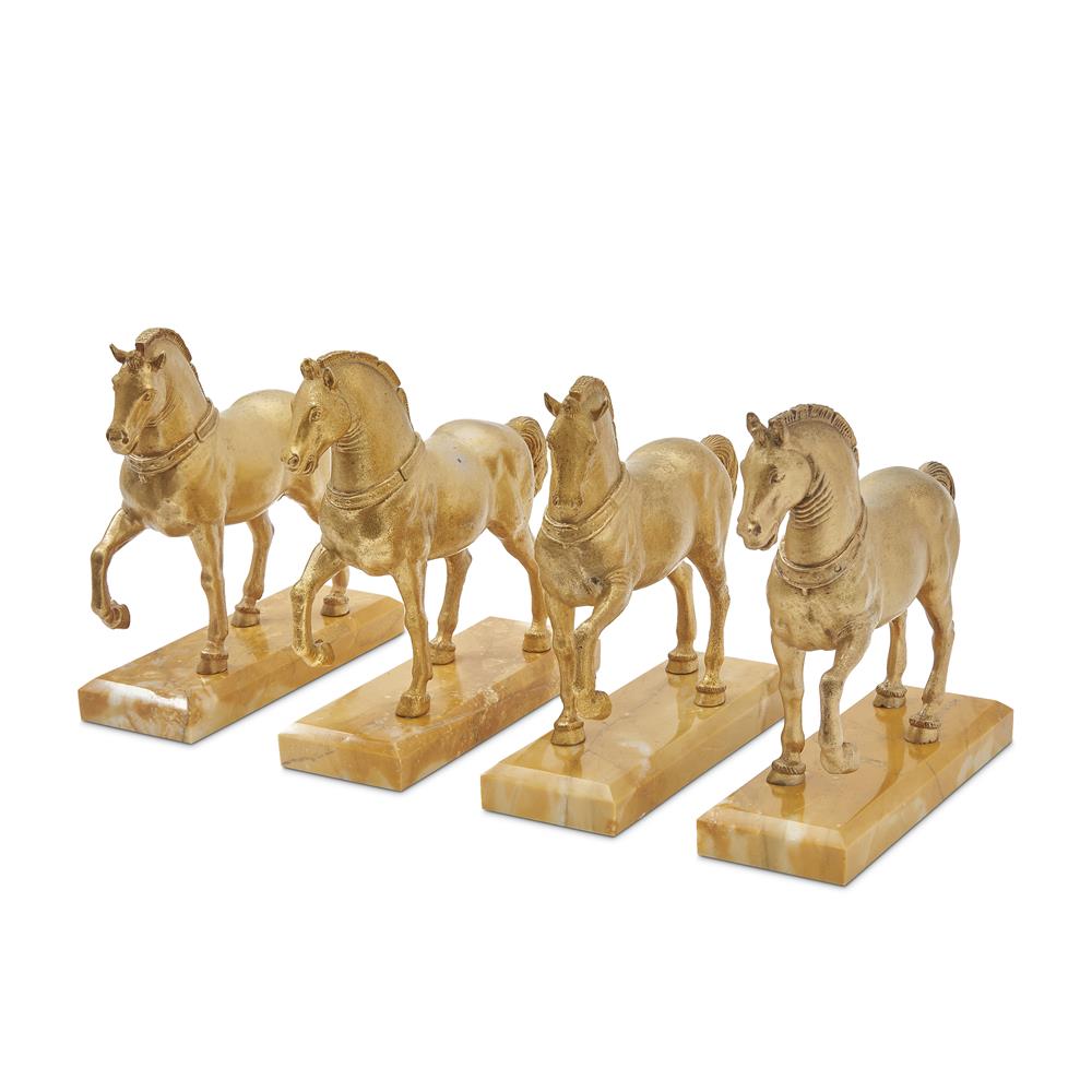 A SET OF FOUR GILT BRONZE 'ST MARKS' HORSES, ITALIAN, 20TH CENTURY
