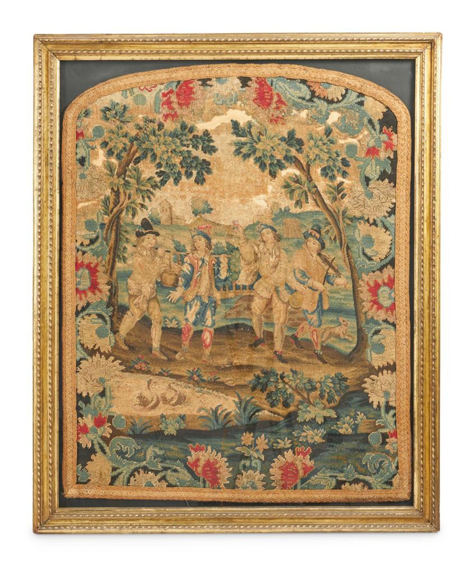 A FRAMED TAPESTRY FRAGMENT, PROBABLY LATE 17TH/EARLY 18TH CENTURY