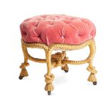 AFTER FOURNIER, A NAPOLEON III CARVED GILTWOOD ROPETWIST STOOL FRENCH, CIRCA 1880