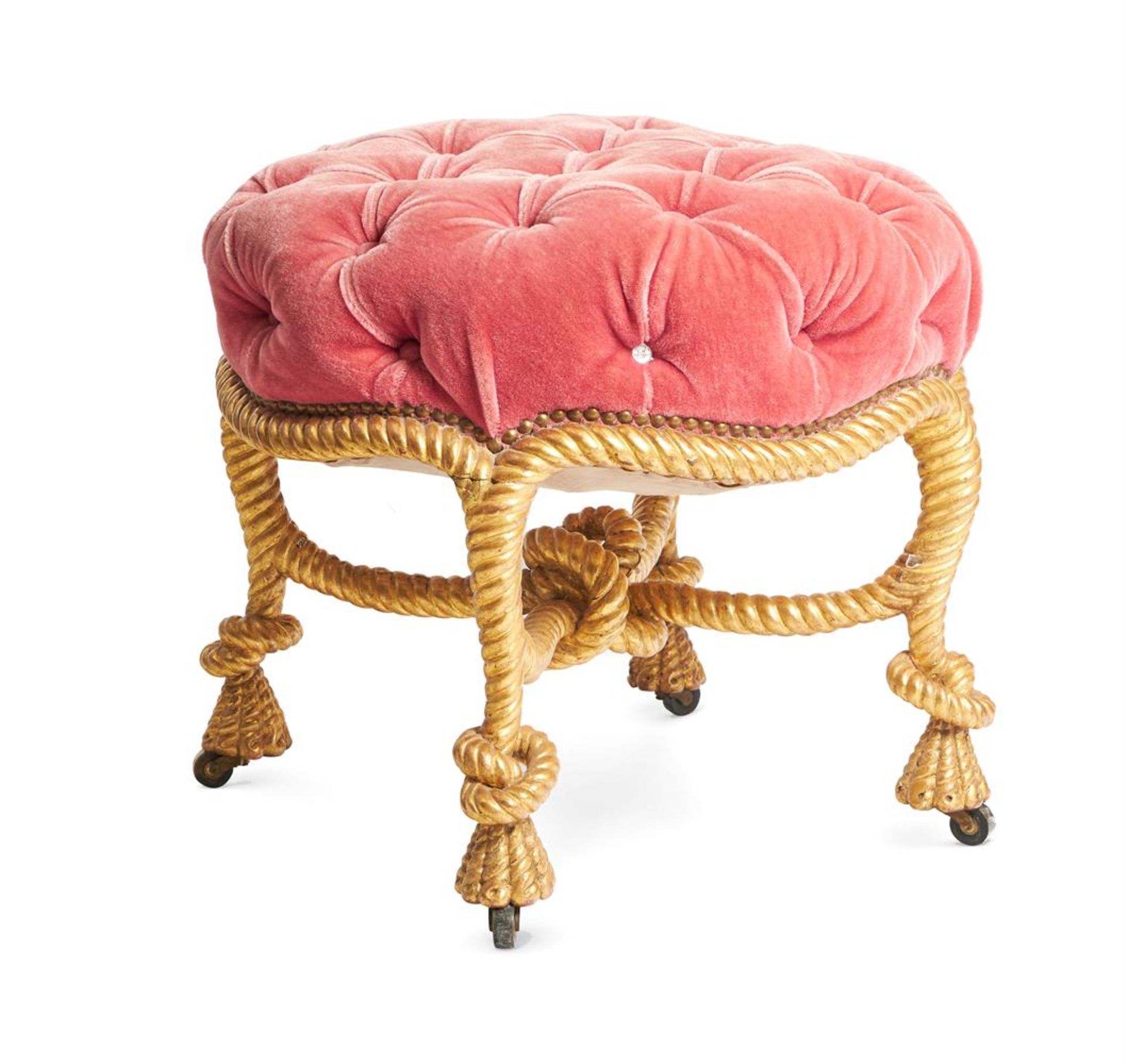 AFTER FOURNIER, A NAPOLEON III CARVED GILTWOOD ROPETWIST STOOL FRENCH, CIRCA 1880