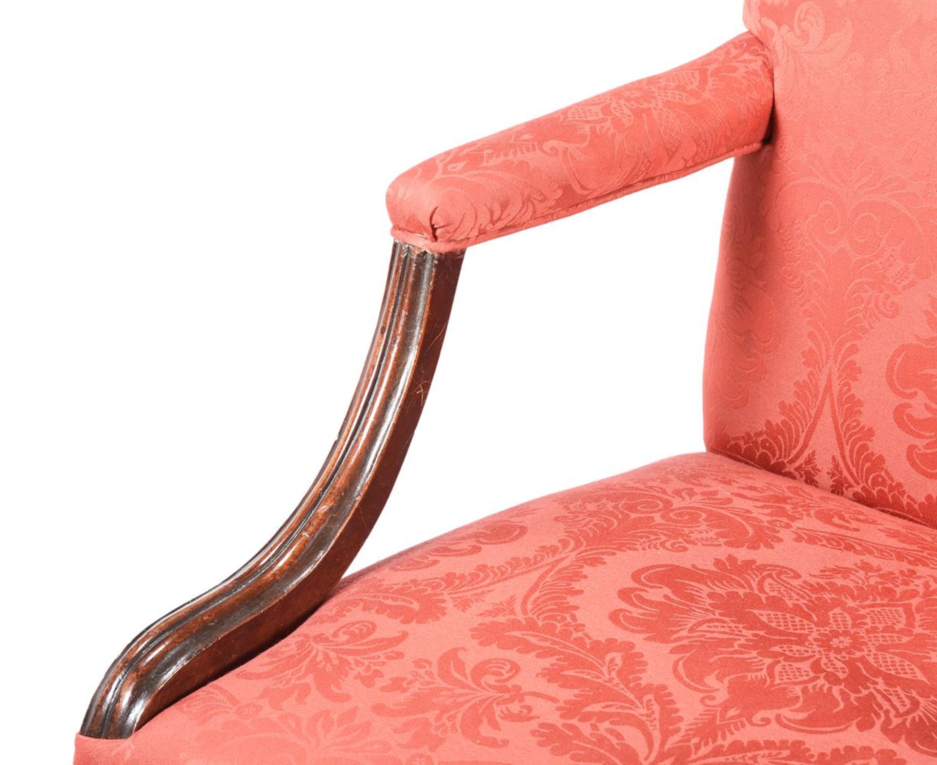 A GEORGE III MAHOGANY AND UPHOLSTERED ARMCHAIR - Image 2 of 2