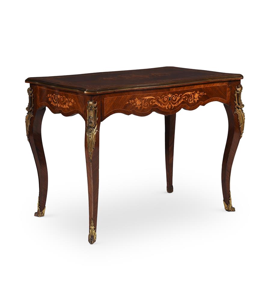 Y A KINGWOOD, MARQUETRY AND GILT METAL MOUNTED CENTRE TABLE OR WRITING TABLE, IN LOUIS XV STYLE - Image 2 of 6
