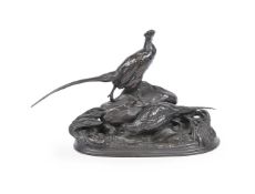AFTER AUGUSTE CAIN (FRENCH 1821 – 1894), A BRONZE ANIMALIER GROUP OF PHEASANTS