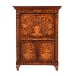 A DUTCH WALNUT AND MARQUETRY INLAID SECRETAIRE