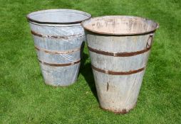 A MATCHED PAIR OF ZINC AND IRON PLANTERS