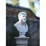A COMPOSITION STONE BUST OF ARISTOTLE