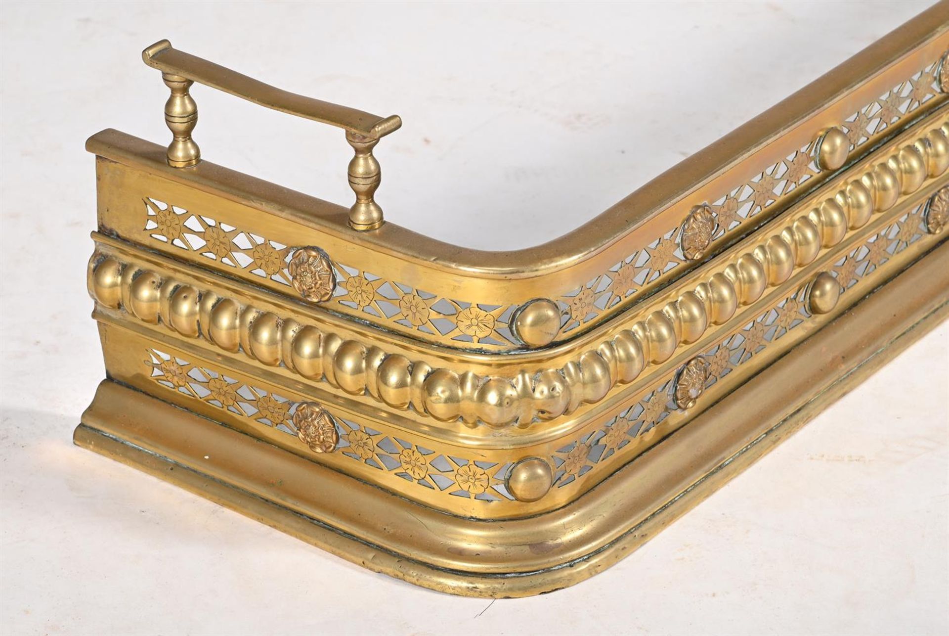 A PAIR OF GILT METAL ANDIRONS OF PIERCED BALUSTER FORM - Image 7 of 7