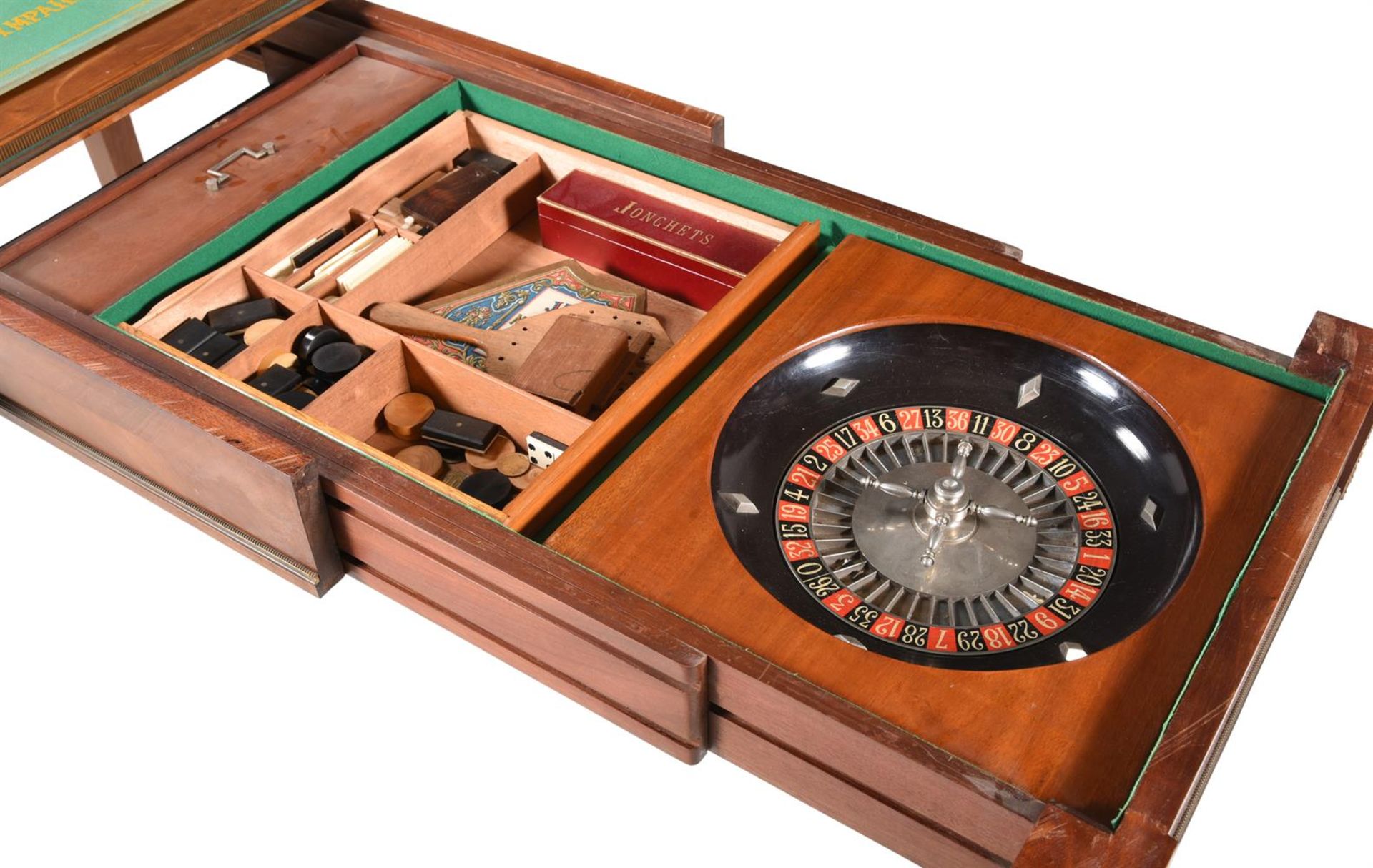 A FRENCH MAHOGANY AND GILT METAL MOUNTED FOLDING GAMES TABLE - Image 4 of 4