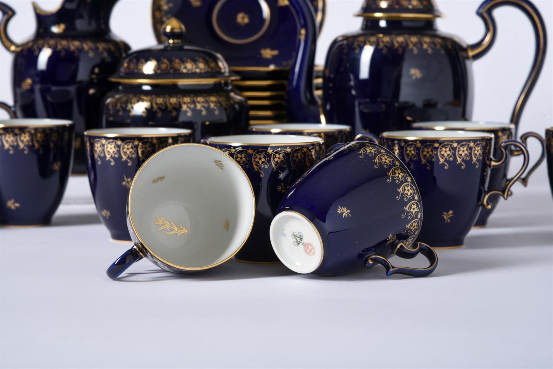 A SEVRES BLUE GROUND AND GILT PART COFFEE SERVICE - Image 3 of 3