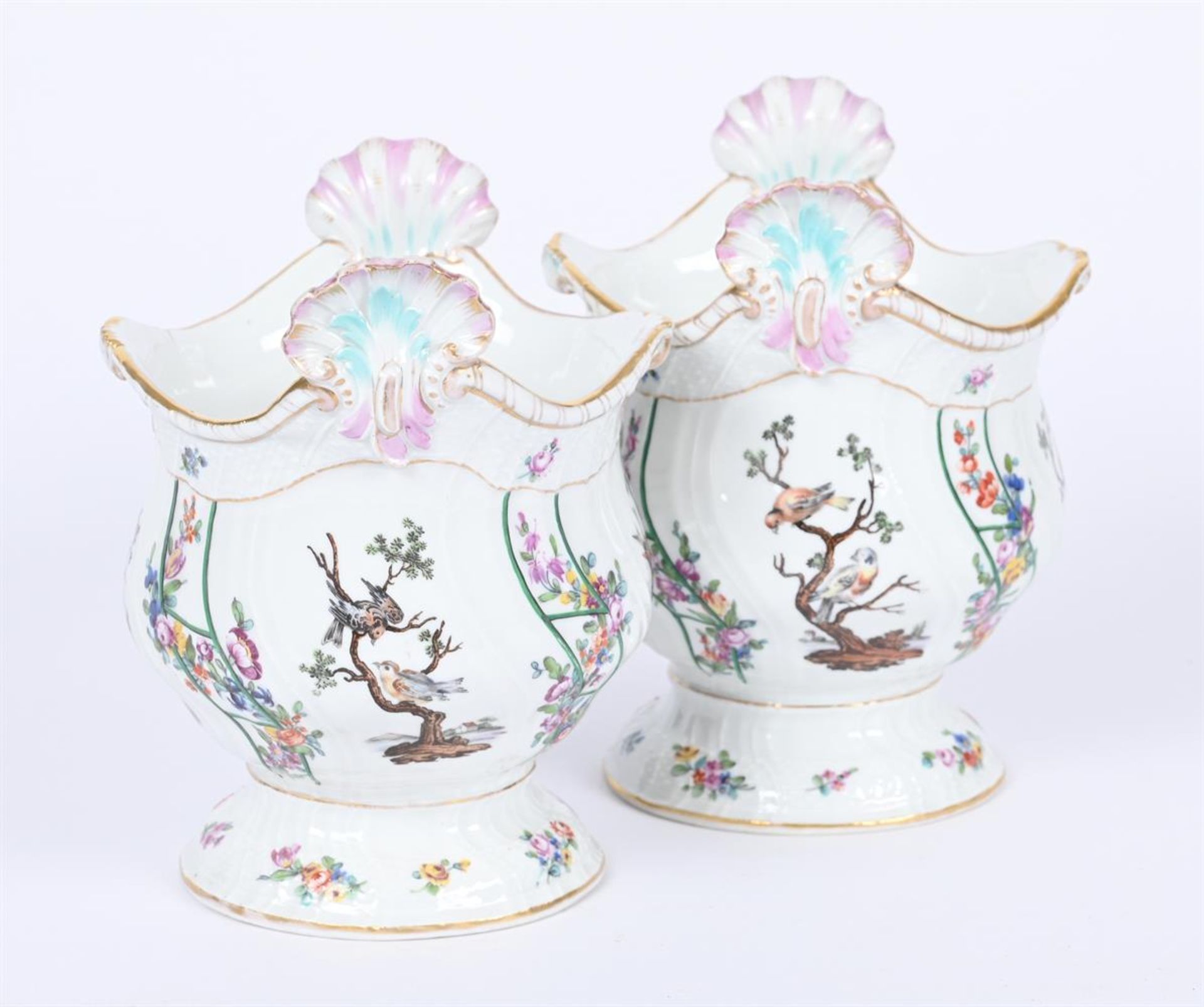 A PAIR OF MEISSEN (OUTSIDE DECORATED) SEAUX A DEMI-BOUTEILLES - Image 2 of 3