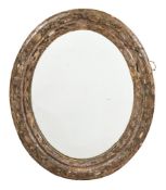 A SILVERED AND GILTWOOD WALL MIRROR