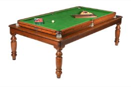 A VICTORIAN OAK AND MAHOGANY METAMORPHIC SNOOKER/DINING TABLE