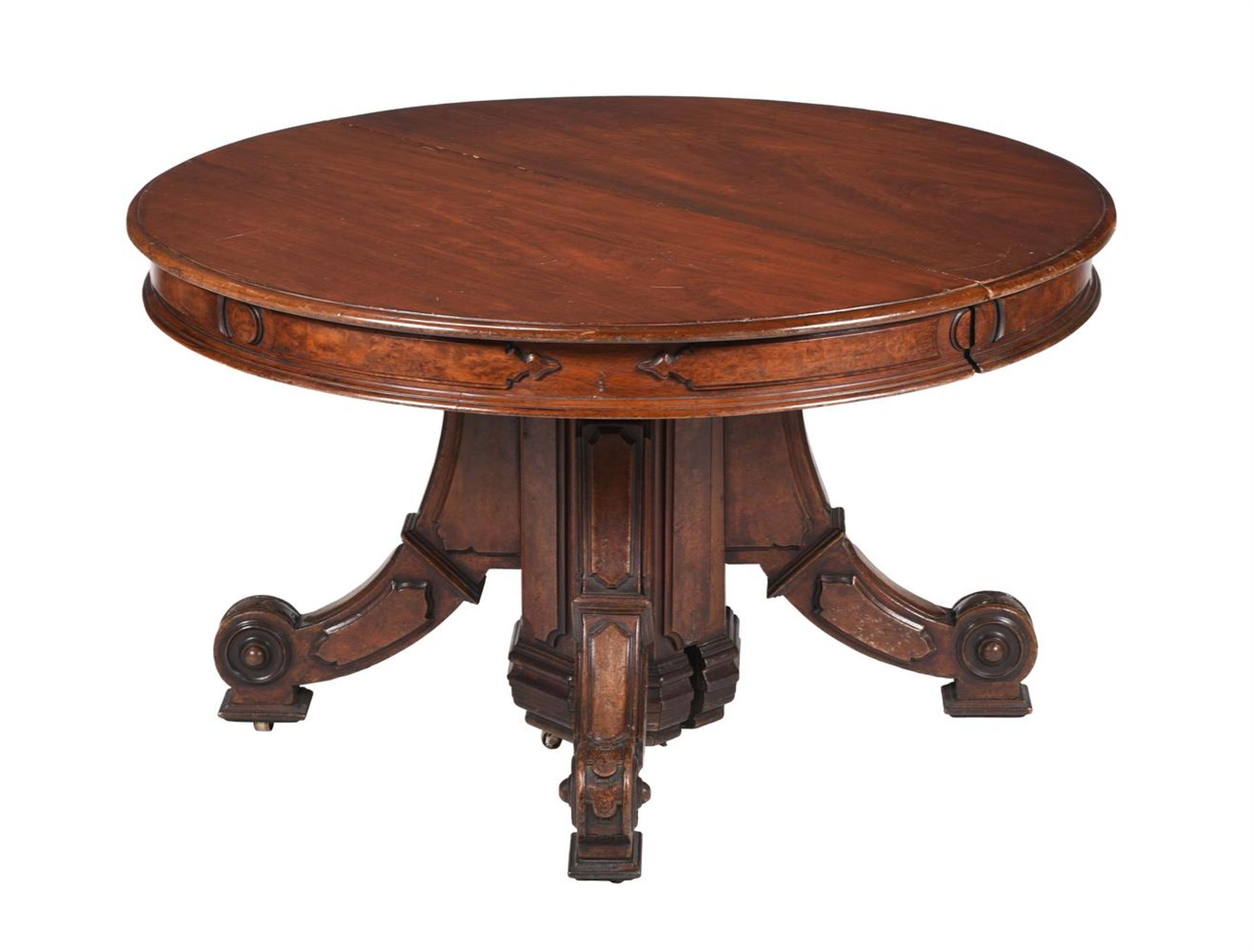 A VICTORIAN WALNUT EXTENDING DINING TABLE - Image 2 of 3