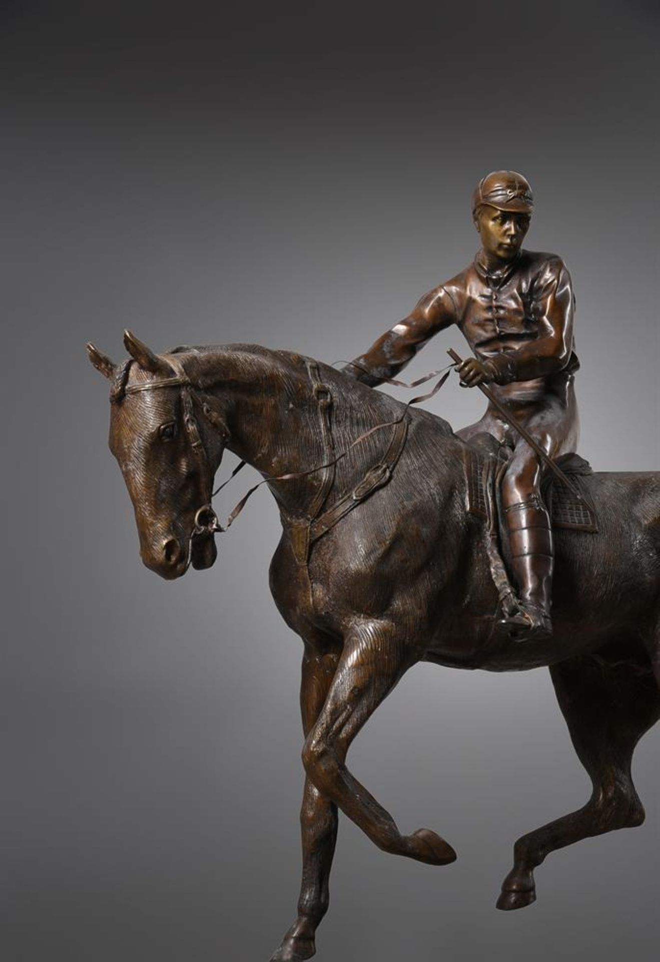 AFTER ISIDORE-JULES BONHEUR, A LARGE EQUESTRIAN BRONZE 'LE GRAND JOCKEY' - Image 2 of 4