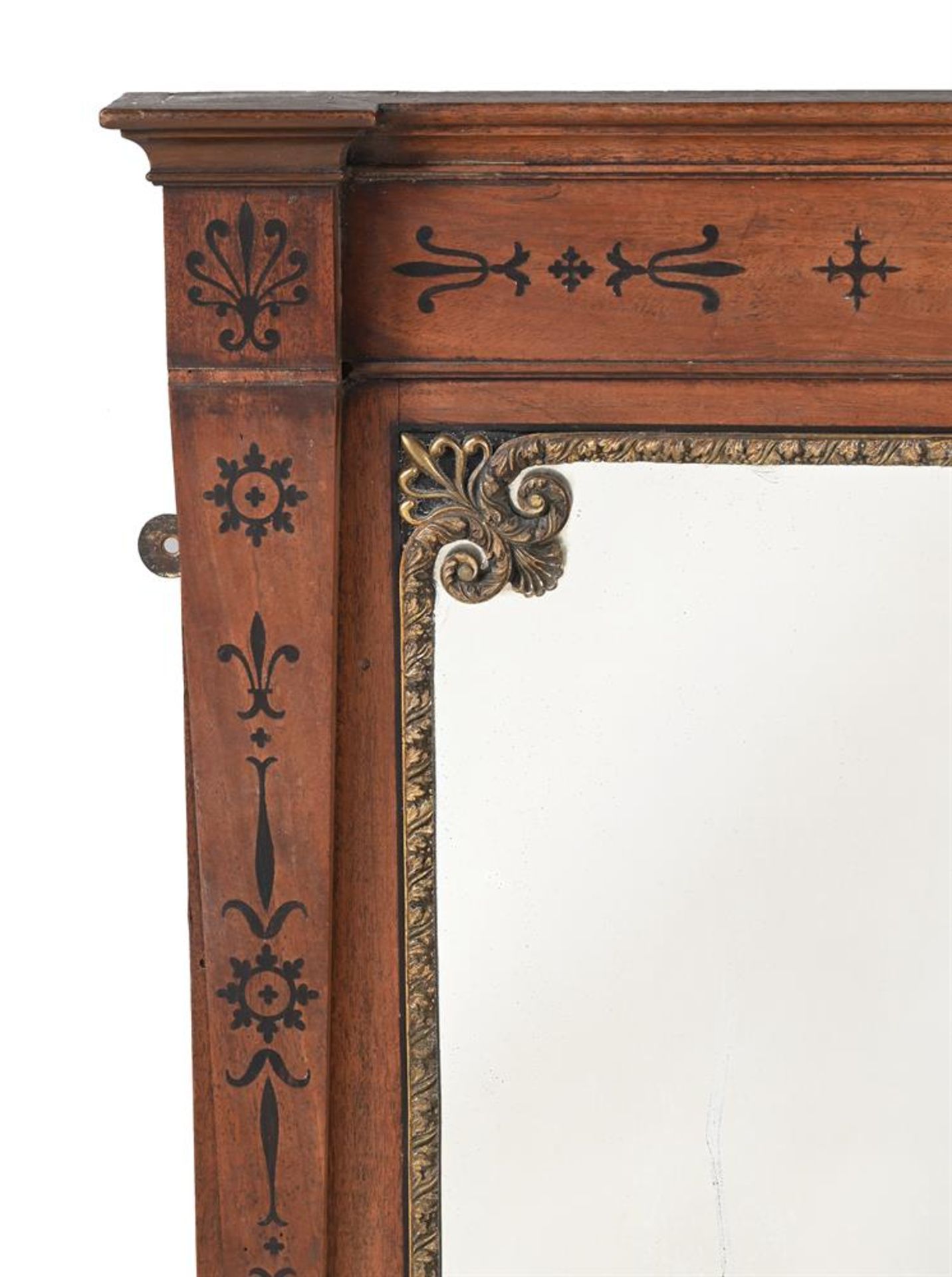 Y A REGENCY MAHOGANY AND EBONY INLAID OVERMANTEL MIRROR - Image 2 of 3