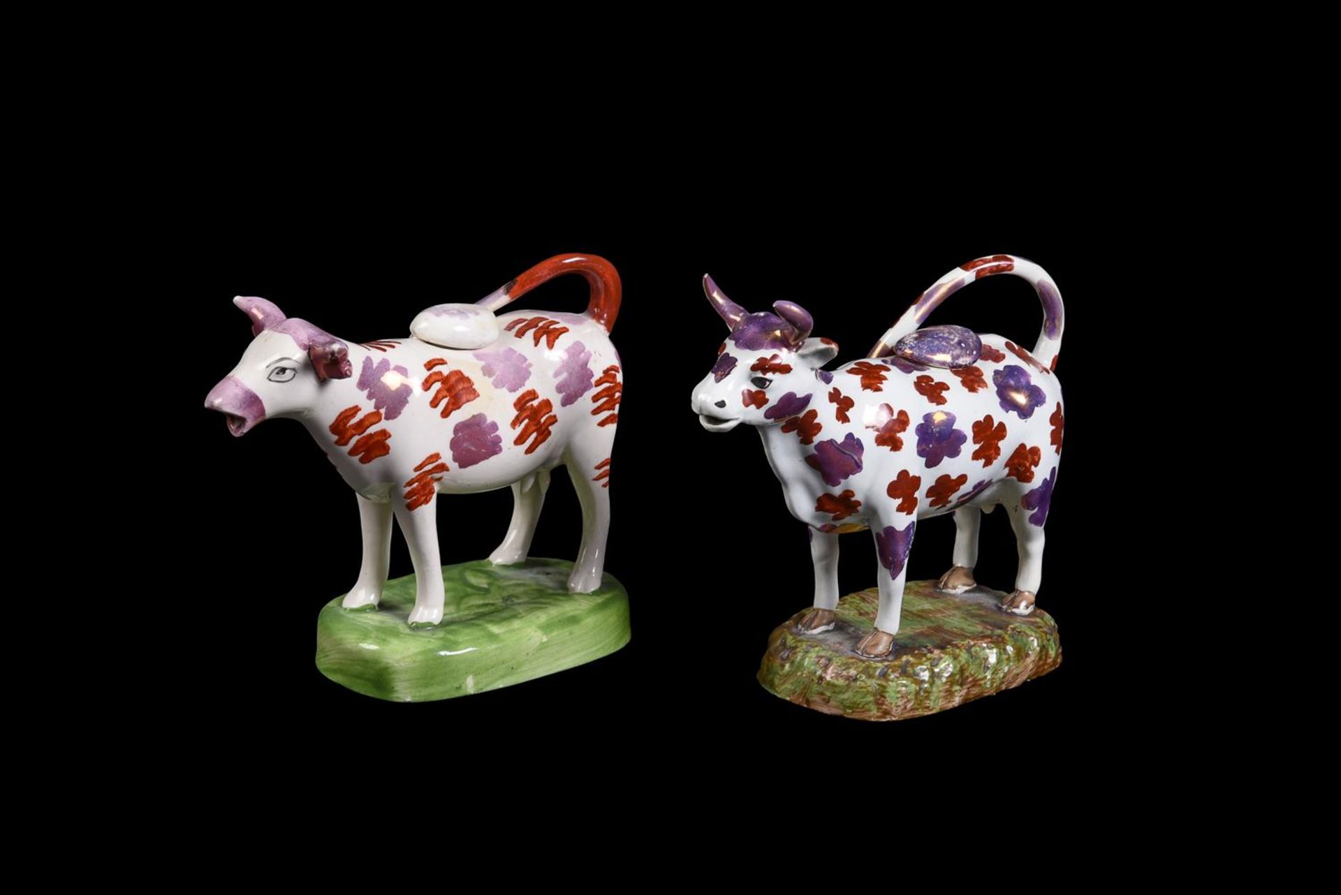 A PEARLWARE COW CREAMER AND COVER - Image 2 of 2