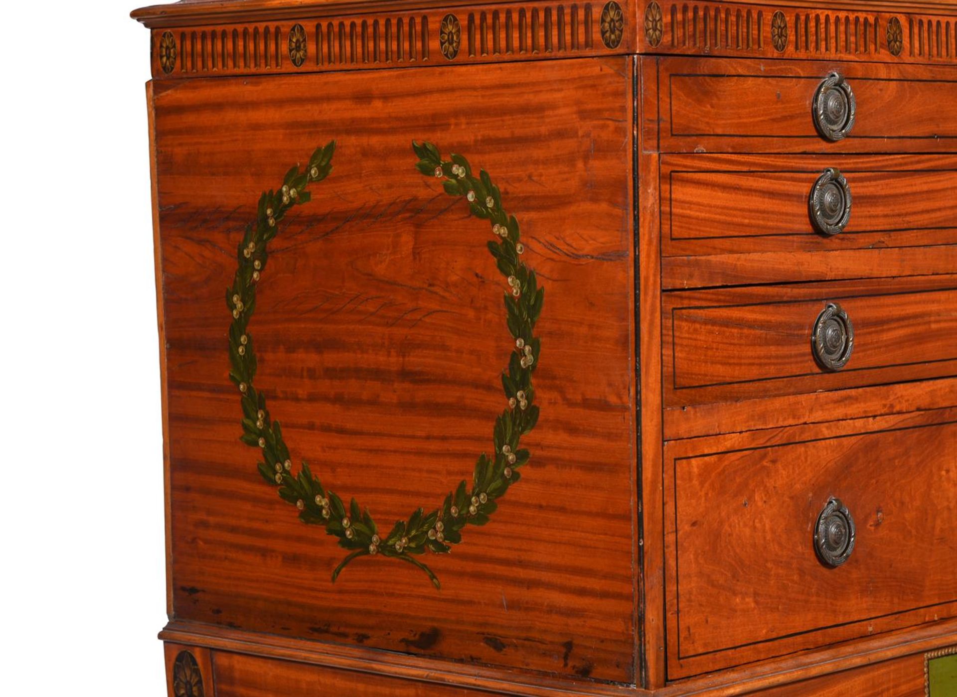 A SATINWOOD AND POLYCHROME PAINTED CHEST ON STAND - Image 2 of 6