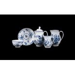 A SELECTION OF LOWESTOFT BLUE AND WHITE PORCELAIN