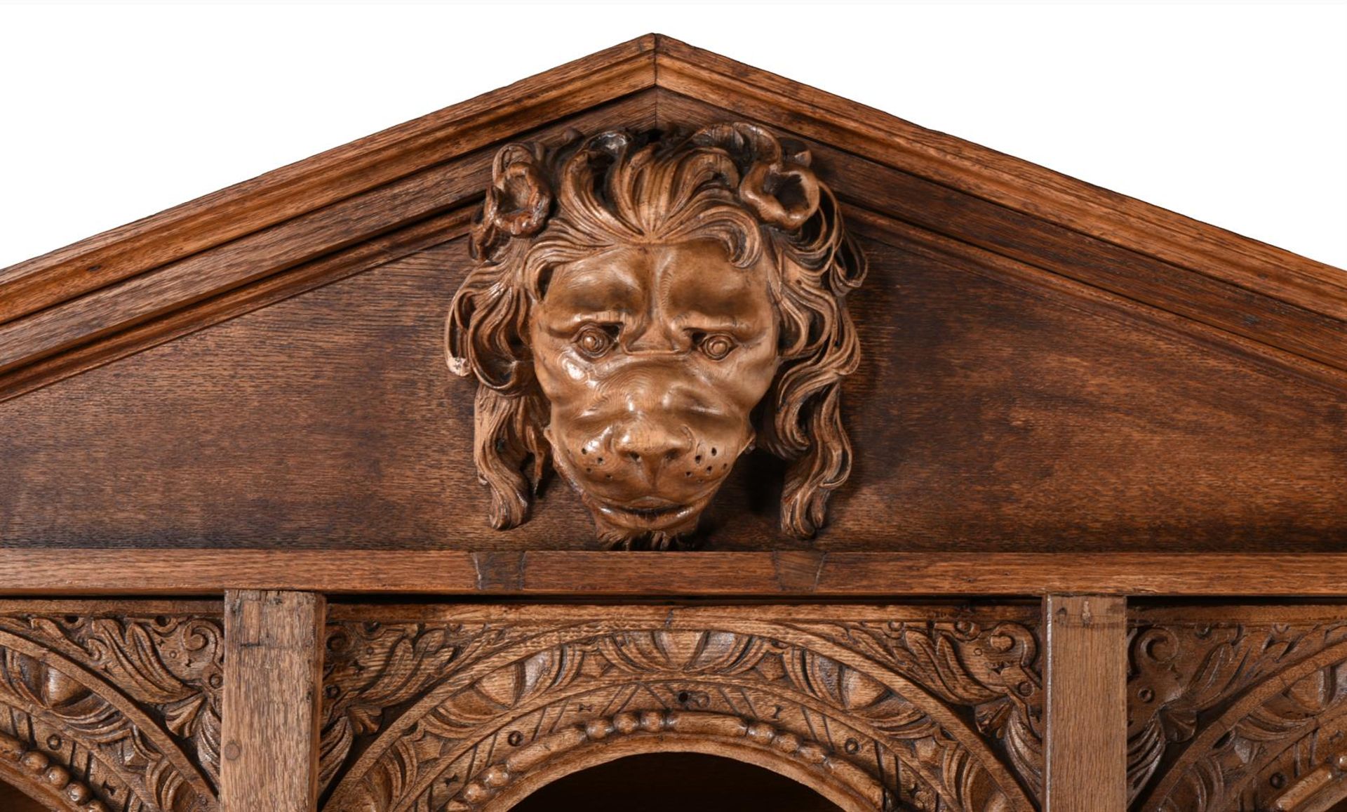 A VICTORIAN CARVED OAK LIBRARY BOOKCASE - Image 2 of 5