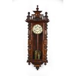 A VIENNA STYLE WALNUT WALL REGULATOR TIMEPIECE