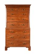 A GEORGE III WALNUT CHEST ON CHEST