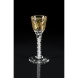 A JAMES GILES DECORATED OPAQUE-TWIST WINE GLASS