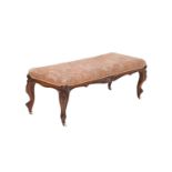 A VICTORIAN WALNUT AND UPHOLSTERED CENTRE STOOL