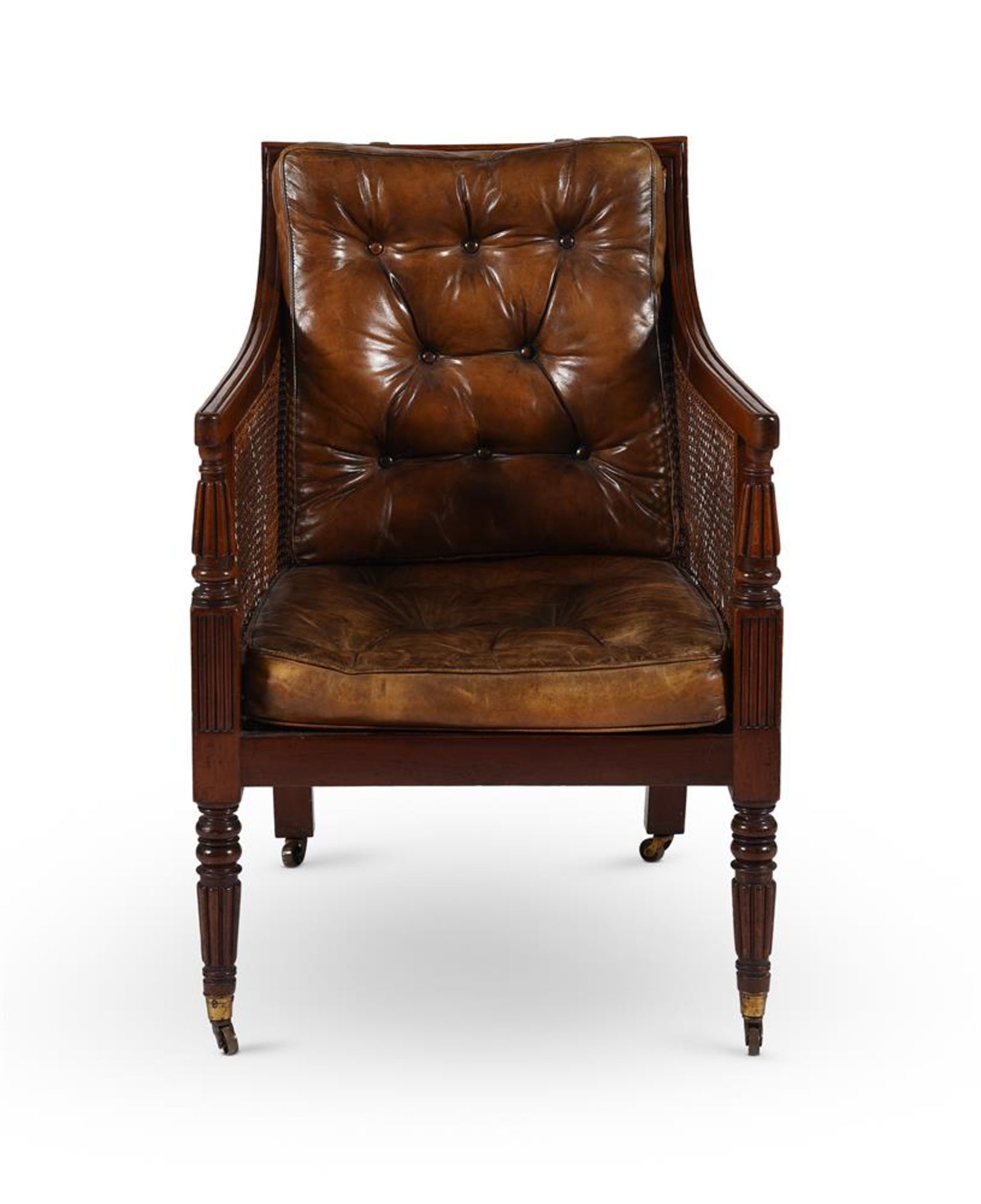 A GEORGE IV MAHOGANY LIBRARY ARMCHAIR IN THE MANNER OF GILLOWS - Image 2 of 7