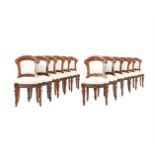 A SET OF TWELVE VICTORIAN STAINED OAK SIDE CHAIRS