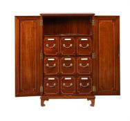 Y A MAHOGANY AND INLAID SIDE CABINET