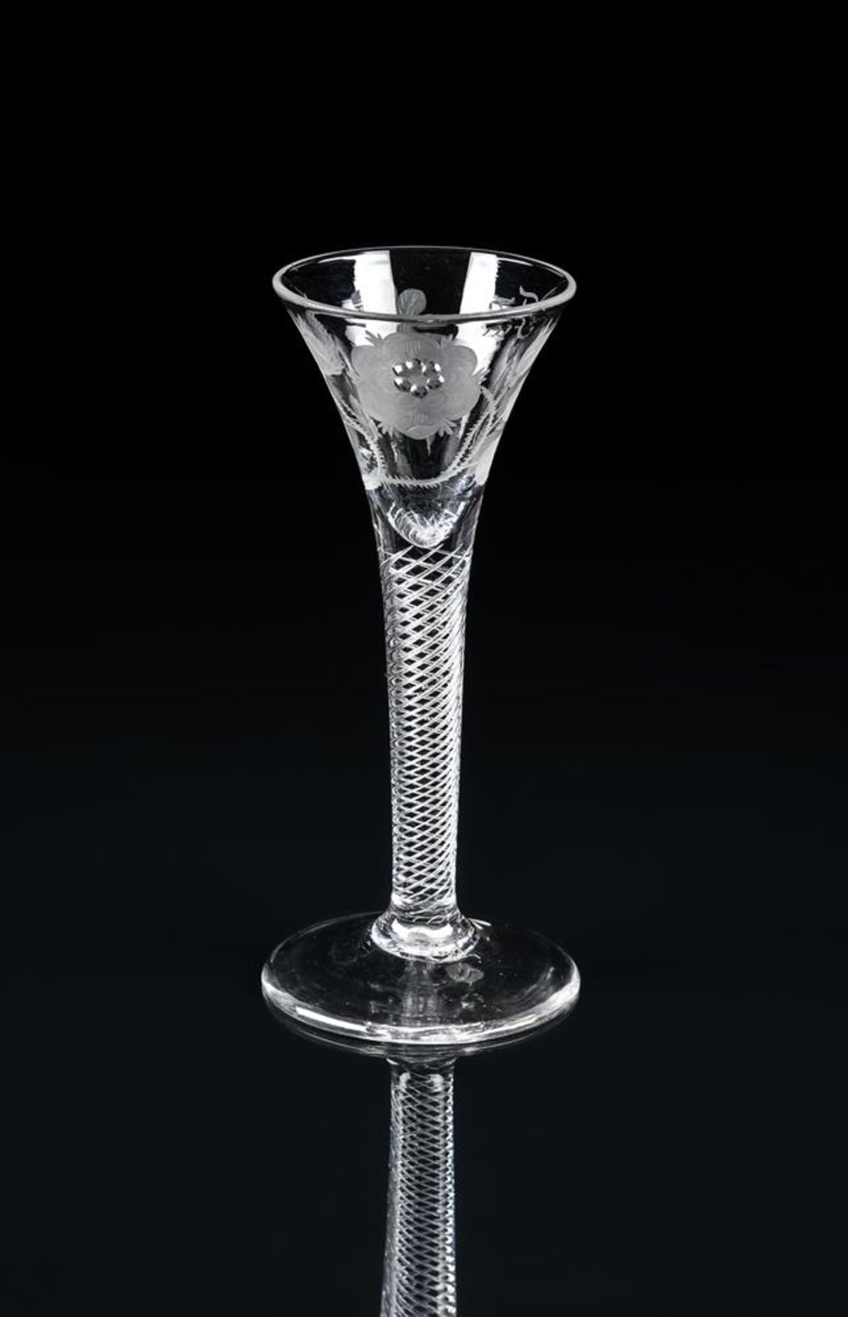 AN ENGRAVED AIR TWIST WINE GLASS OF JACOBITE SIGNIFICANCE