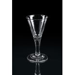 A LARGE PLAIN-STEMMED WINE GLASS OF DRAWN TRUMPET FORM