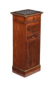 A FRENCH DIRECTOIRE MAHOGANY AND MARBLE INSET SIDE CABINET