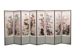 A MODERN CHINESE EIGHT-FOLD ROOM SCREEN