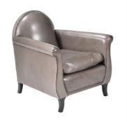 A GREY UPHOLSTERED ARMCHAIR, BY POLTRONA FRAU