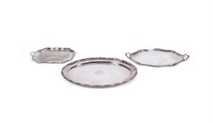 SILVER PLATED TRAYS TO INCLUDE: A large electro-plated oval tray