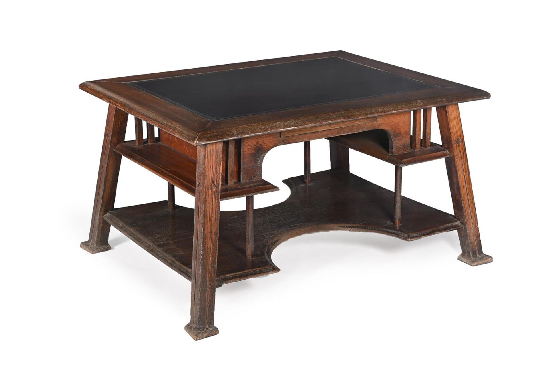 AN ARTS AND CRAFTS OAK WRITING TABLE CIRCA 1900