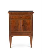 A FRENCH MAHOGANY BEDSIDE CABINET