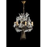 A MODERN METAL AND CRYSTAL HUNG CHANDELIER ATTRIBUTED TO MAISON BAGUES47cm highPlease note: This c