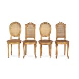 TWO PAIRS OF GILTWOOD SIDE CHAIRS, IN FRENCH LATE 18TH CENTURY TASTE