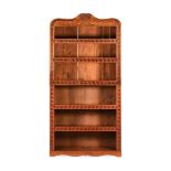 A MAHOGANY AND INLAID OPEN BOOKCASE