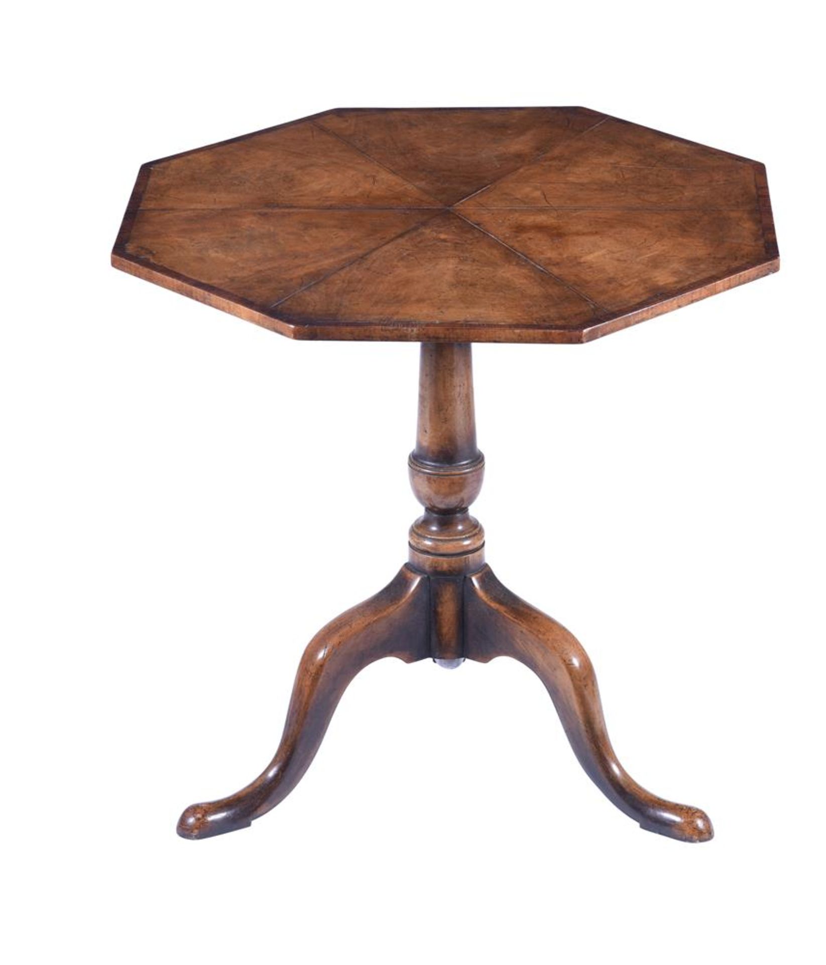 A WALNUT AND YEW BANDED OCTAGONAL TRIPOD TABLE, IN GEORGE II STYLE - Bild 2 aus 2